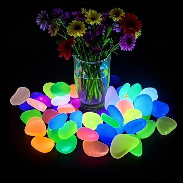 100pcs Artificial Mixed Color Glow Stones Fluorescent Rocks For Home Decor